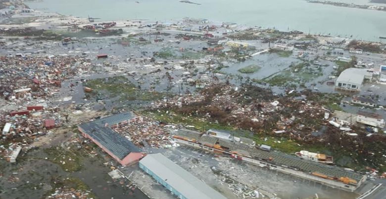 Imagem area da Ilha Abaco, nas Bahamas, que sofreu grande destruio com a passagem do furaco Dorian. Foto divulgada no twitter @julmisjames