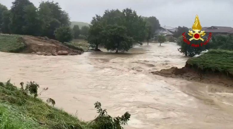 Enchentes na região de Pádua dia 17 de maio. Crédito: reprodução via X @vigilidelfuoco